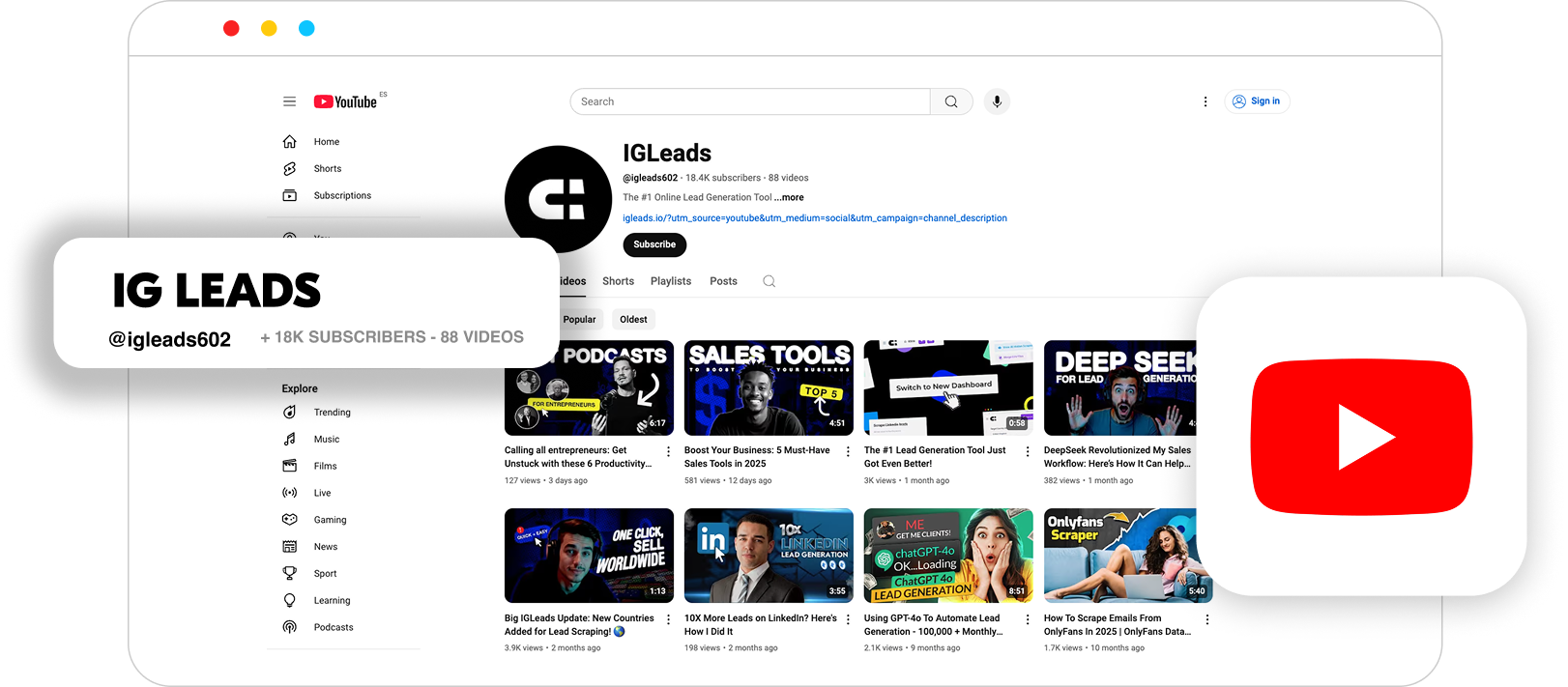 igleads youtube channel