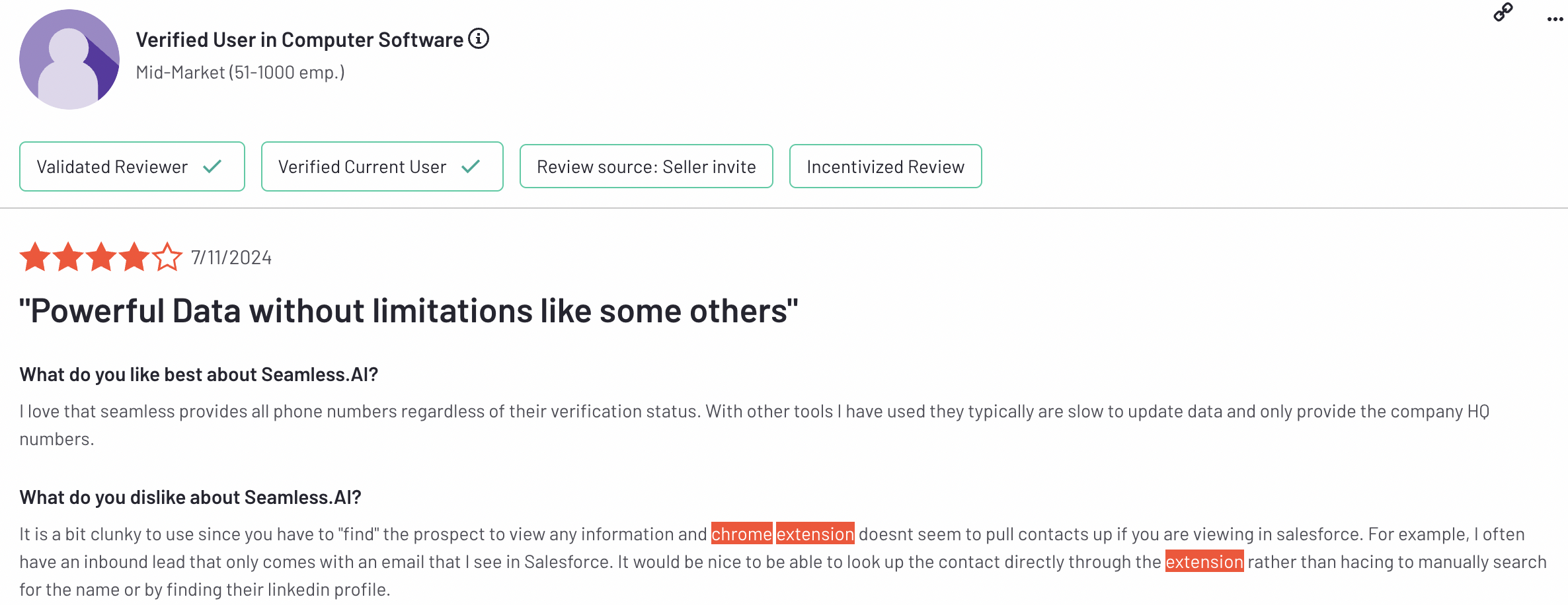 seamless chrome extension negative review